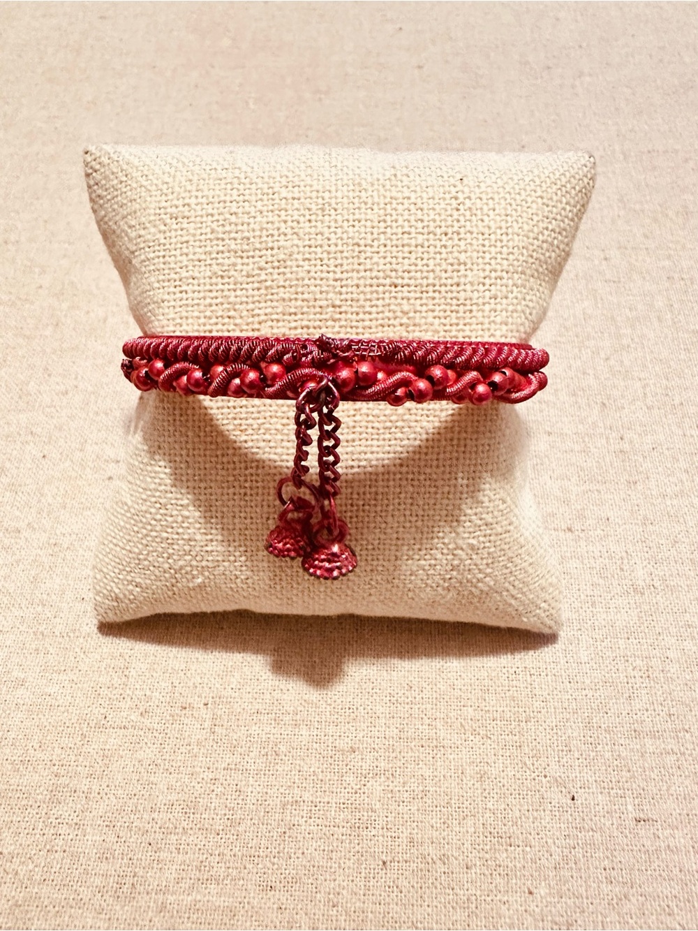 Vintage | Bracelet | Vintage Reddish Pink Metal Braided Tassel Women's Bracelet